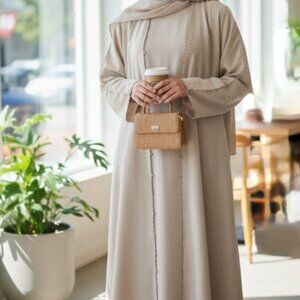 Beige Linen Abaya